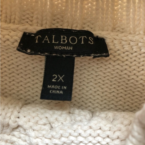 Talbots Cable Knit Turtleneck Sweater in Cream White Size 2X - Picture 8 of 12